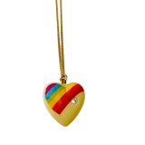 Yellow heart necklace with rainbow