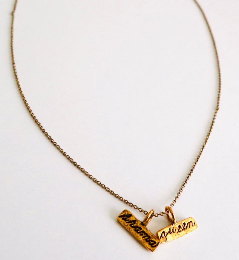 Drama Queen Two Charm Stamped Necklace