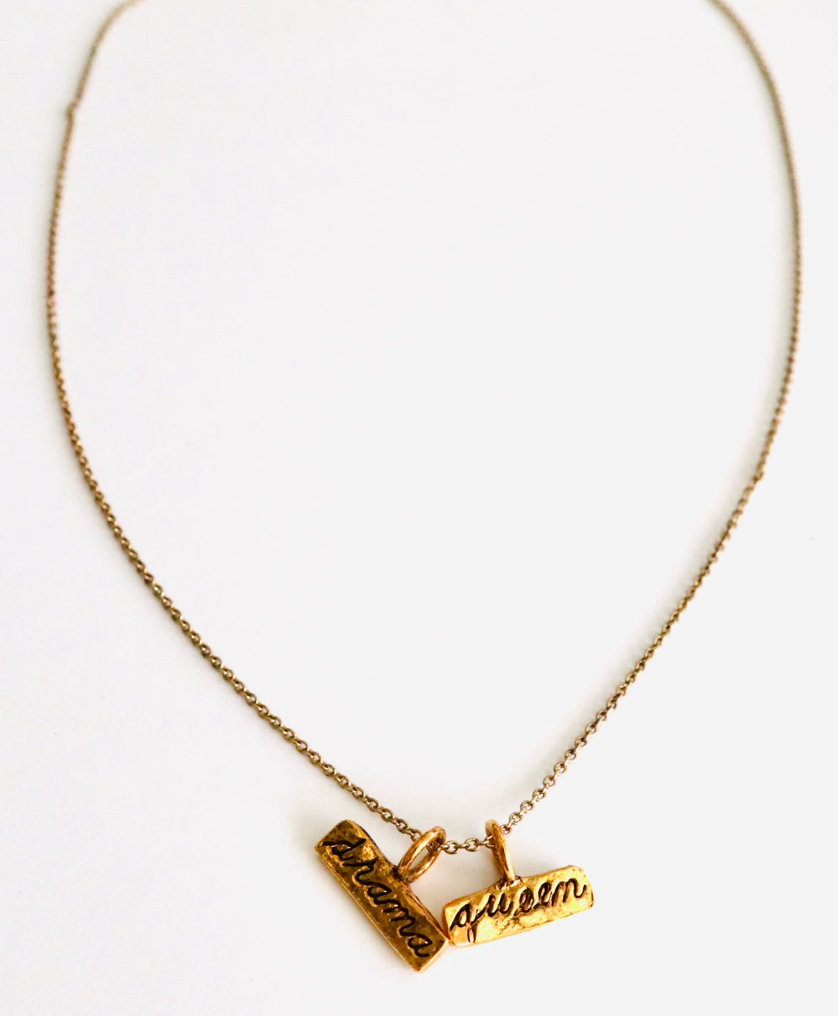 Drama Queen Two Charm Stamped Necklace