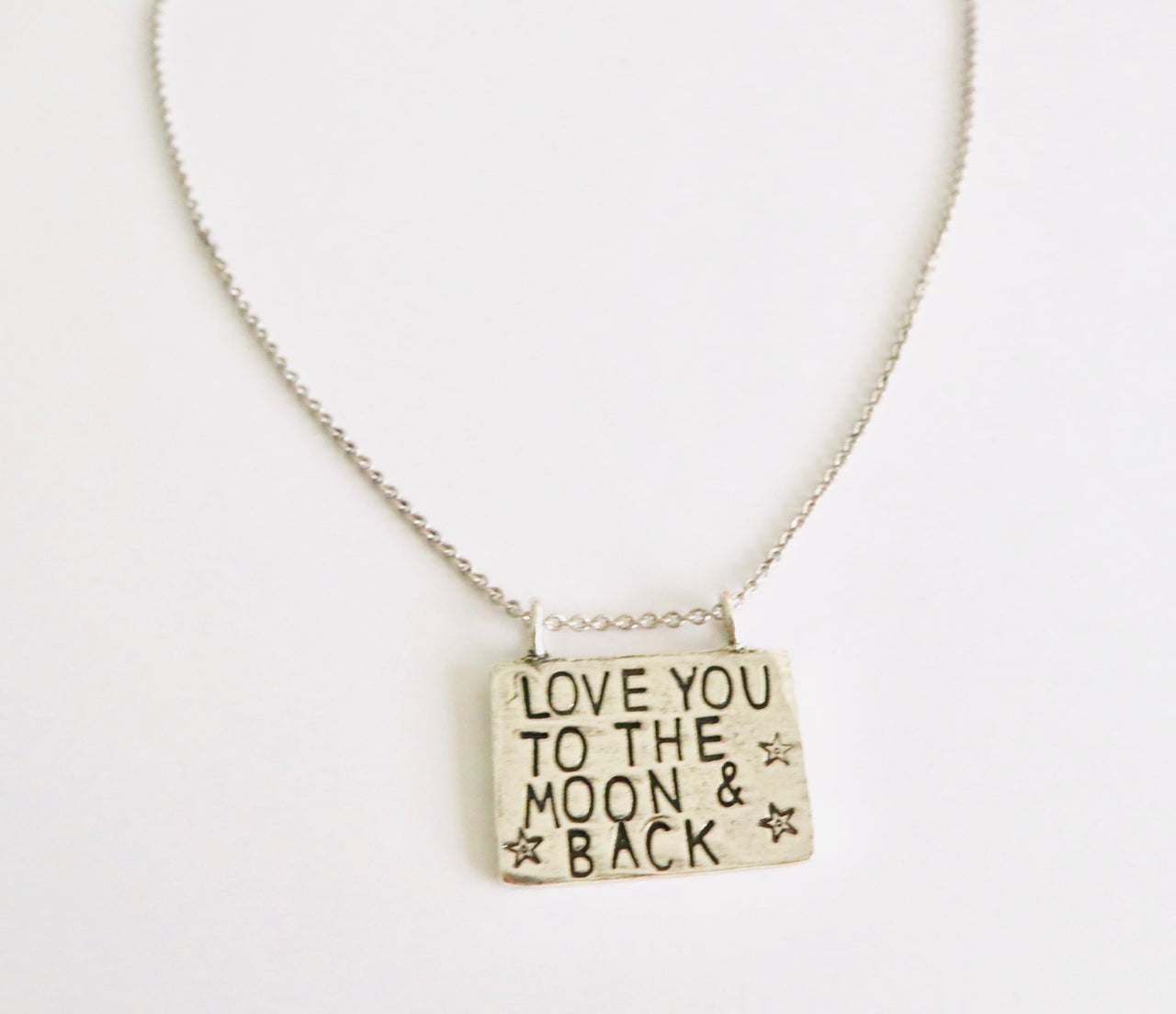 Love you to the Moon & Back Handstamped Necklace