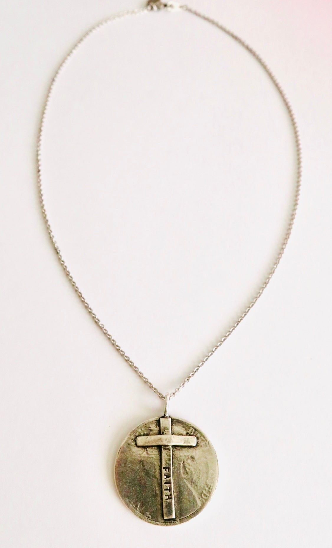 Cross 'Faith' Hand-Stamped Necklace