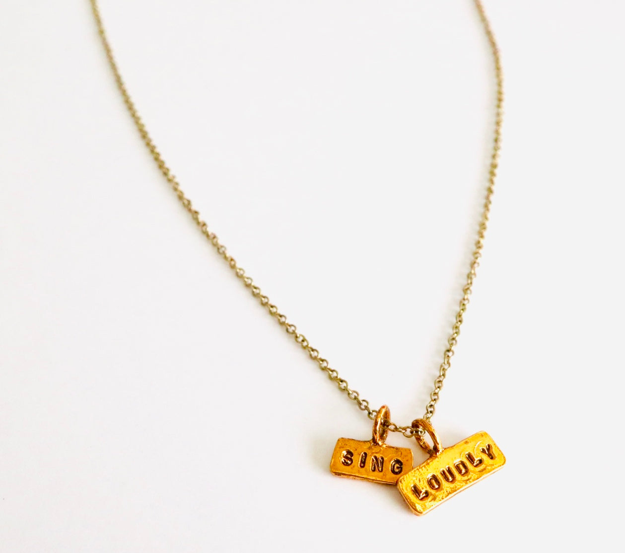 Sing Loudly Hand Stamped Charm Necklace