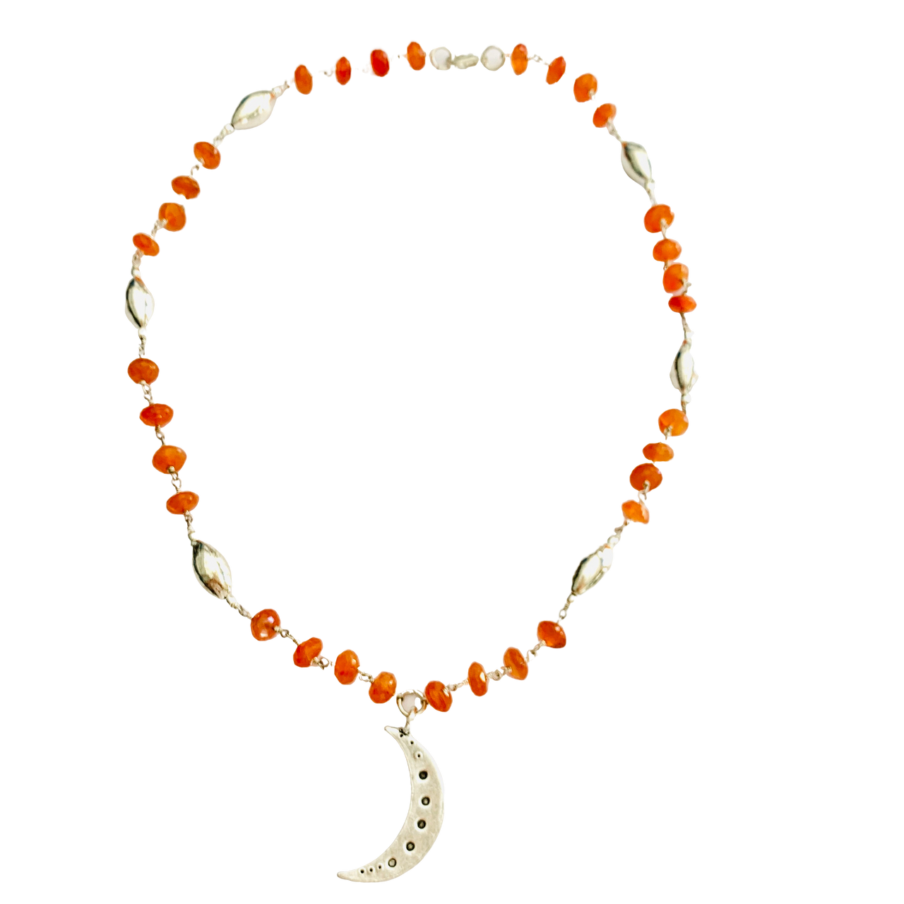 Carnelian and Silver Moon Necklace