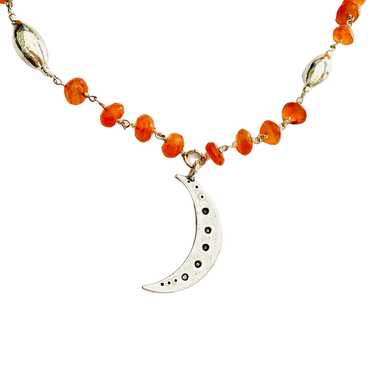 Carnelian and Silver Moon Necklace