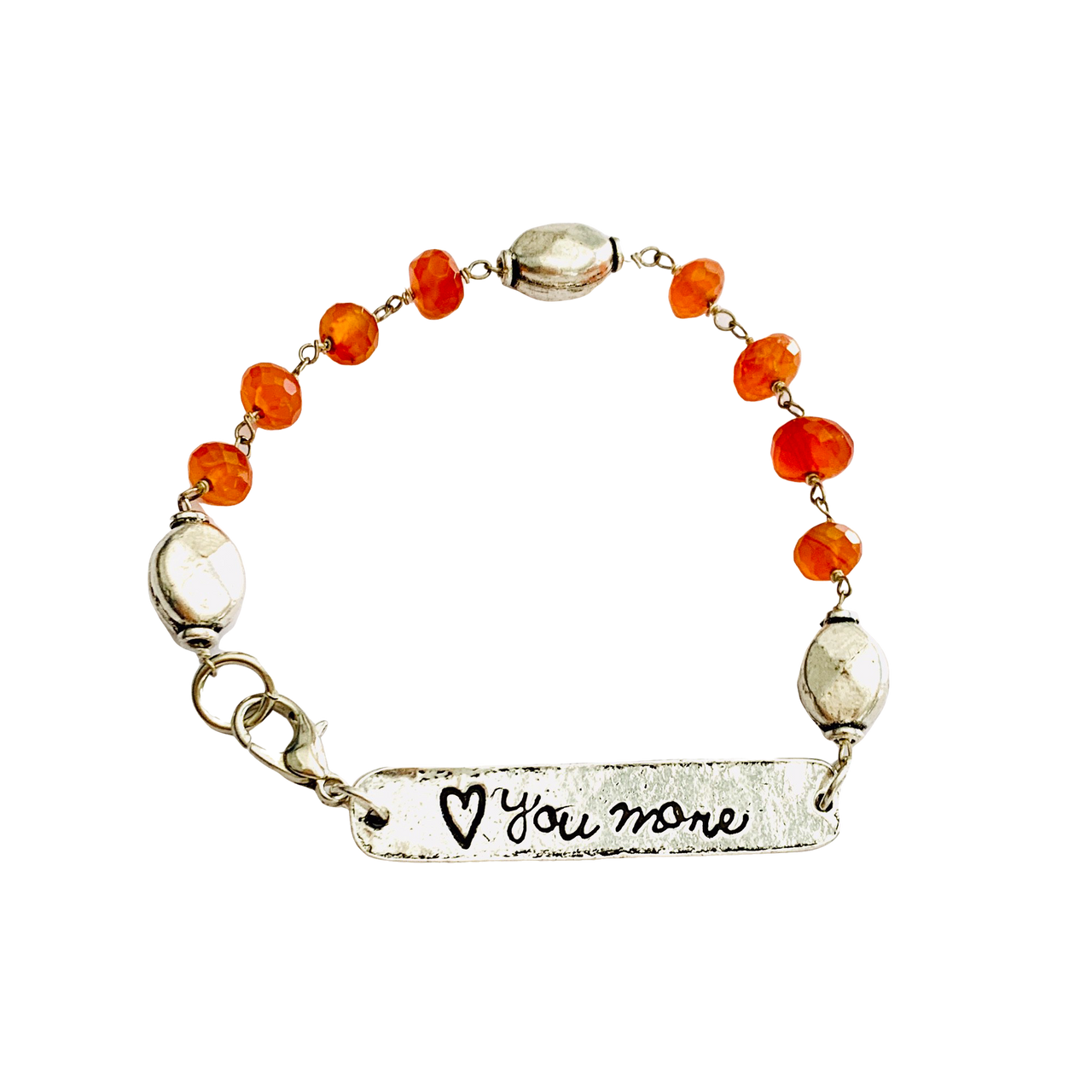 Carnelian Love you to the Moon reversible Bracelet