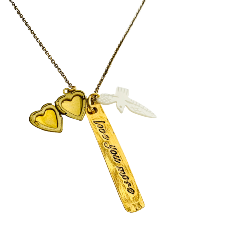 Love You More, Locket & Bird Necklace