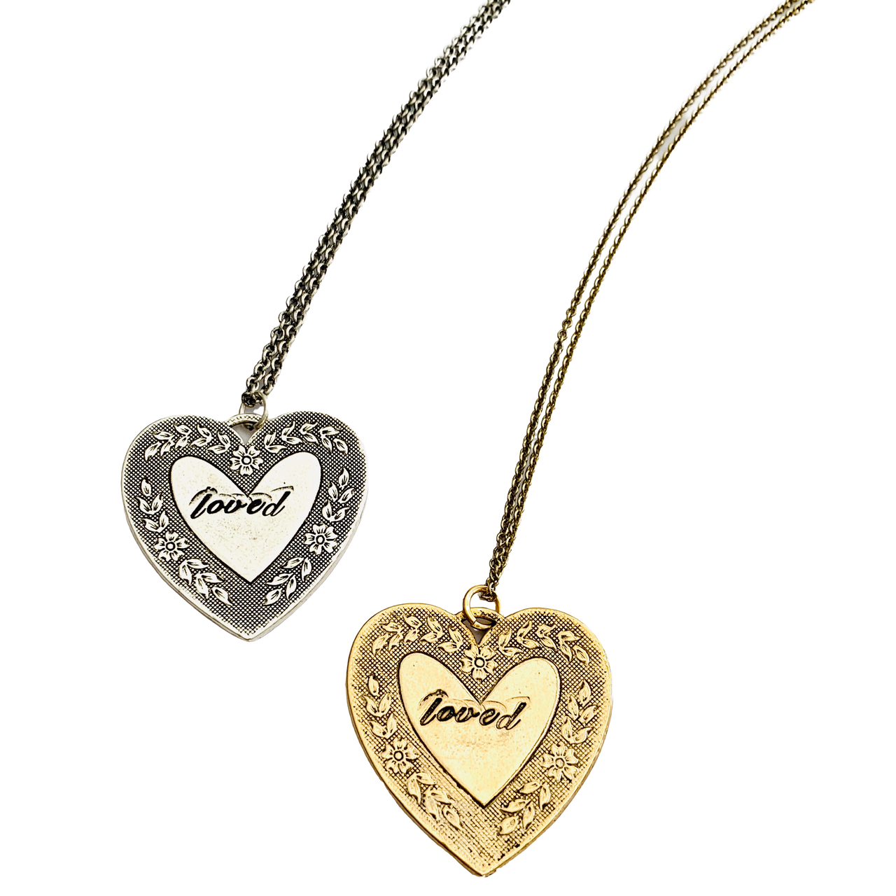 Loved Large Heart Stamped Necklace