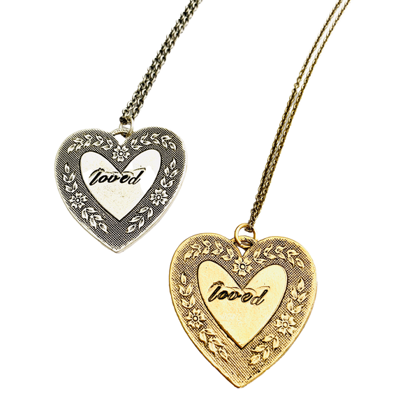 Loved Large Heart Stamped Necklace