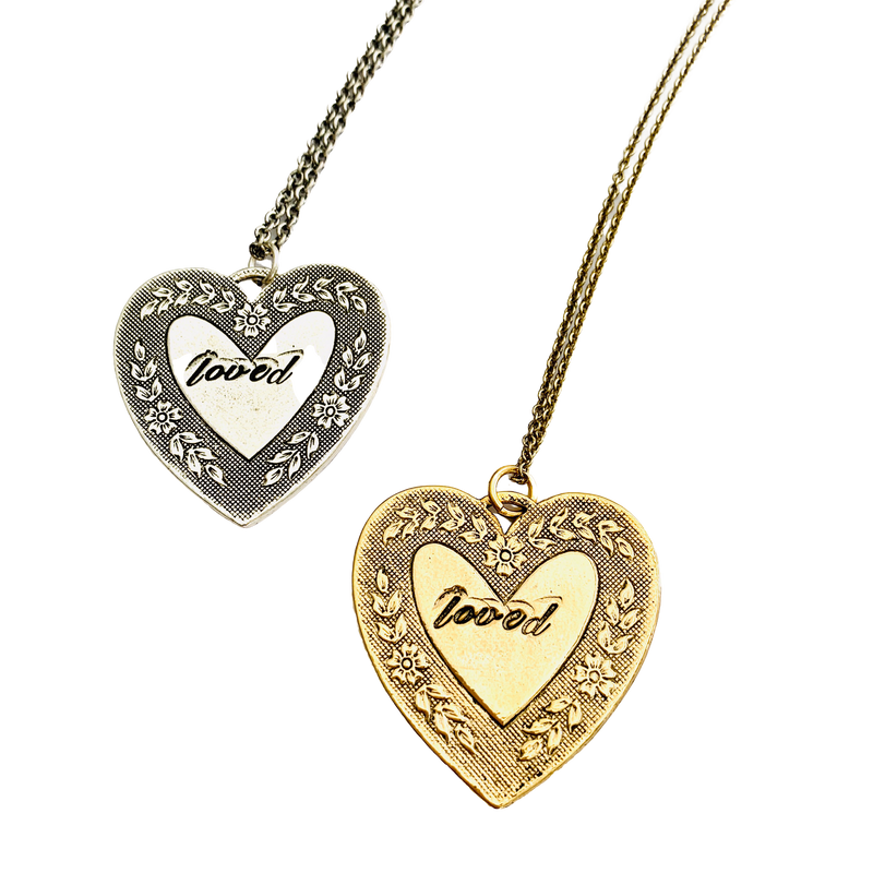 Loved Large Heart Stamped Necklace
