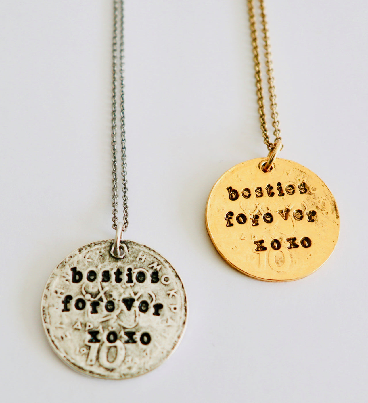 Soul Sisters/ Besties Forever Double Sided Stamped Charm Necklace