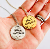 Soul Sisters/ Besties Forever Double Sided Stamped Charm Necklace