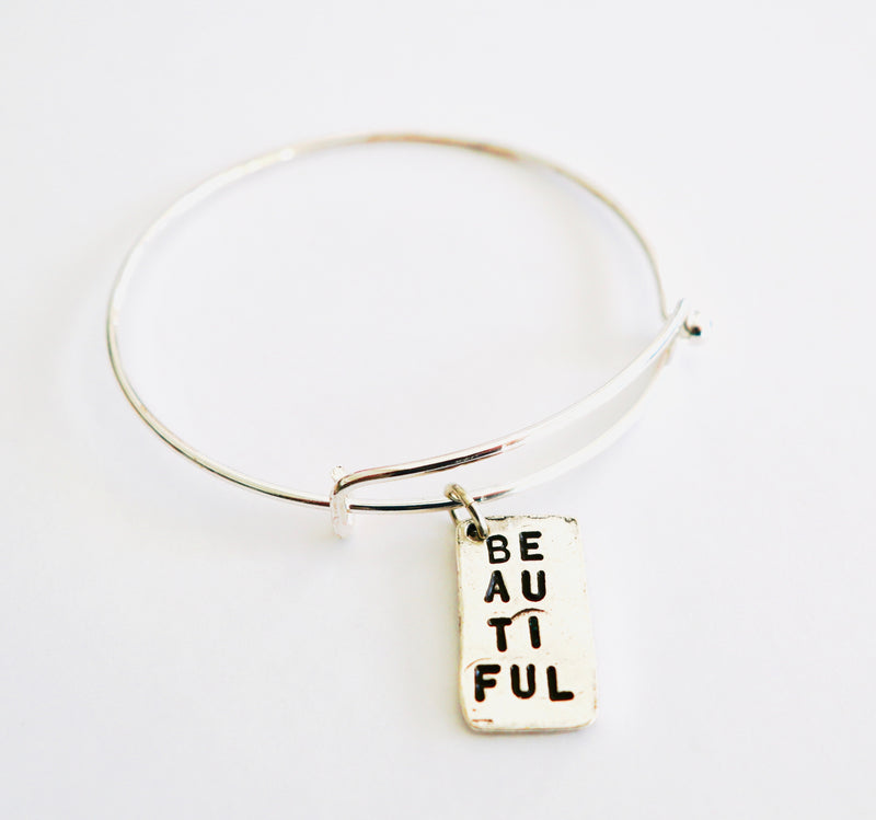 Beautiful Hand Stamped Expandable Bracelet