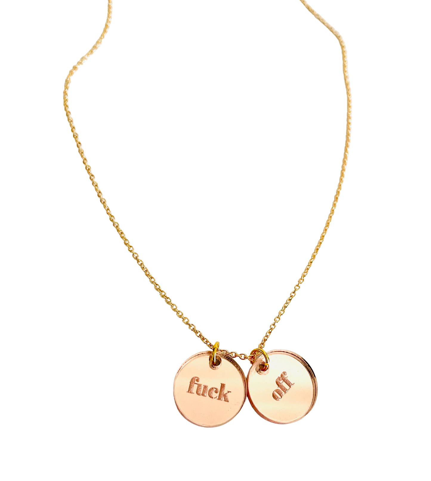 F*ck Off Rose Gold Acrylic Necklace