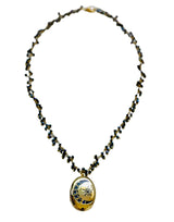 Sapphire Moon and Stars Locket with Spinel Beaded Fringe Chain