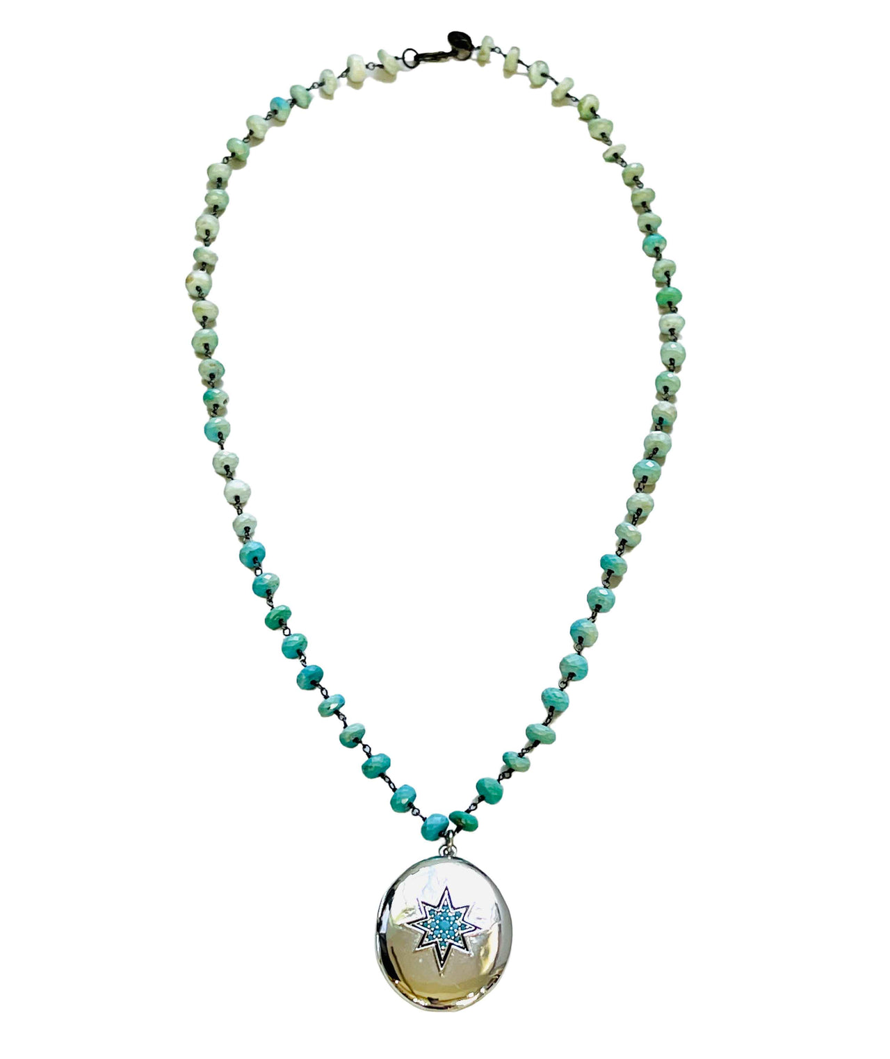 Silver Turquoise Locket with Stunning Turquoise Chain Necklace