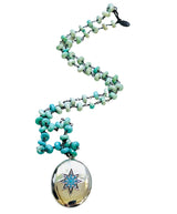 Silver Turquoise Locket with Stunning Turquoise Chain Necklace