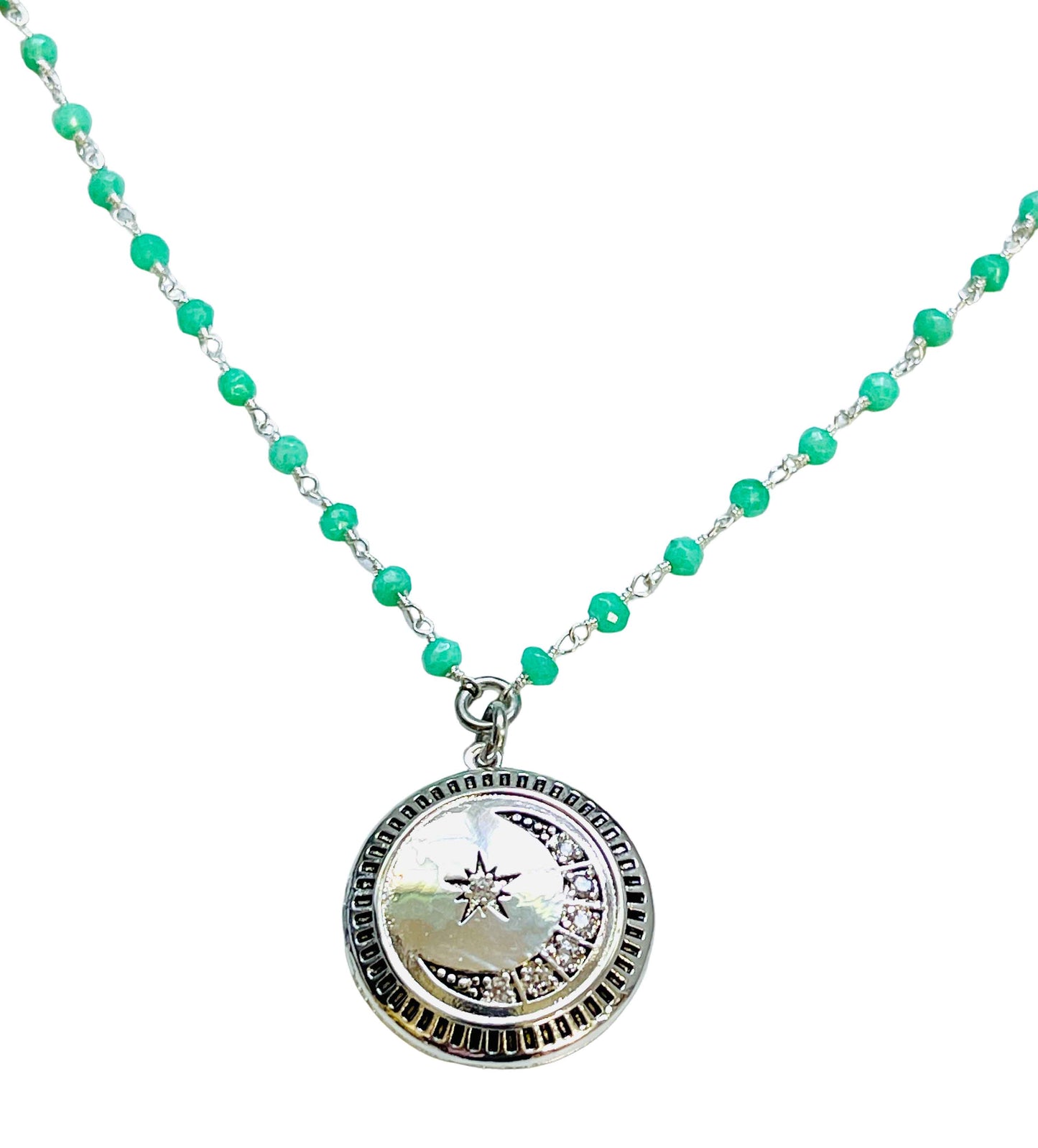 Turquoise Chain with Amethyst Floral Locket