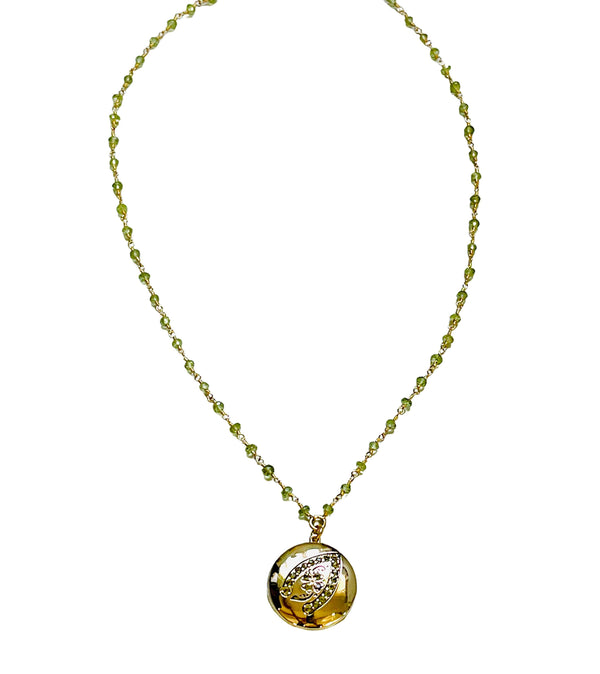 Wishbone Locket with Peridot Stones Necklace