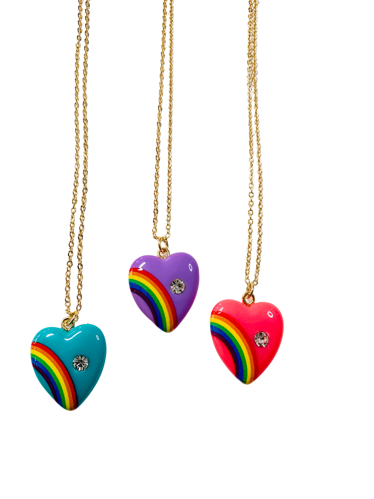 Rainbow Necklaces Turquoise Purple and Hot  Pink