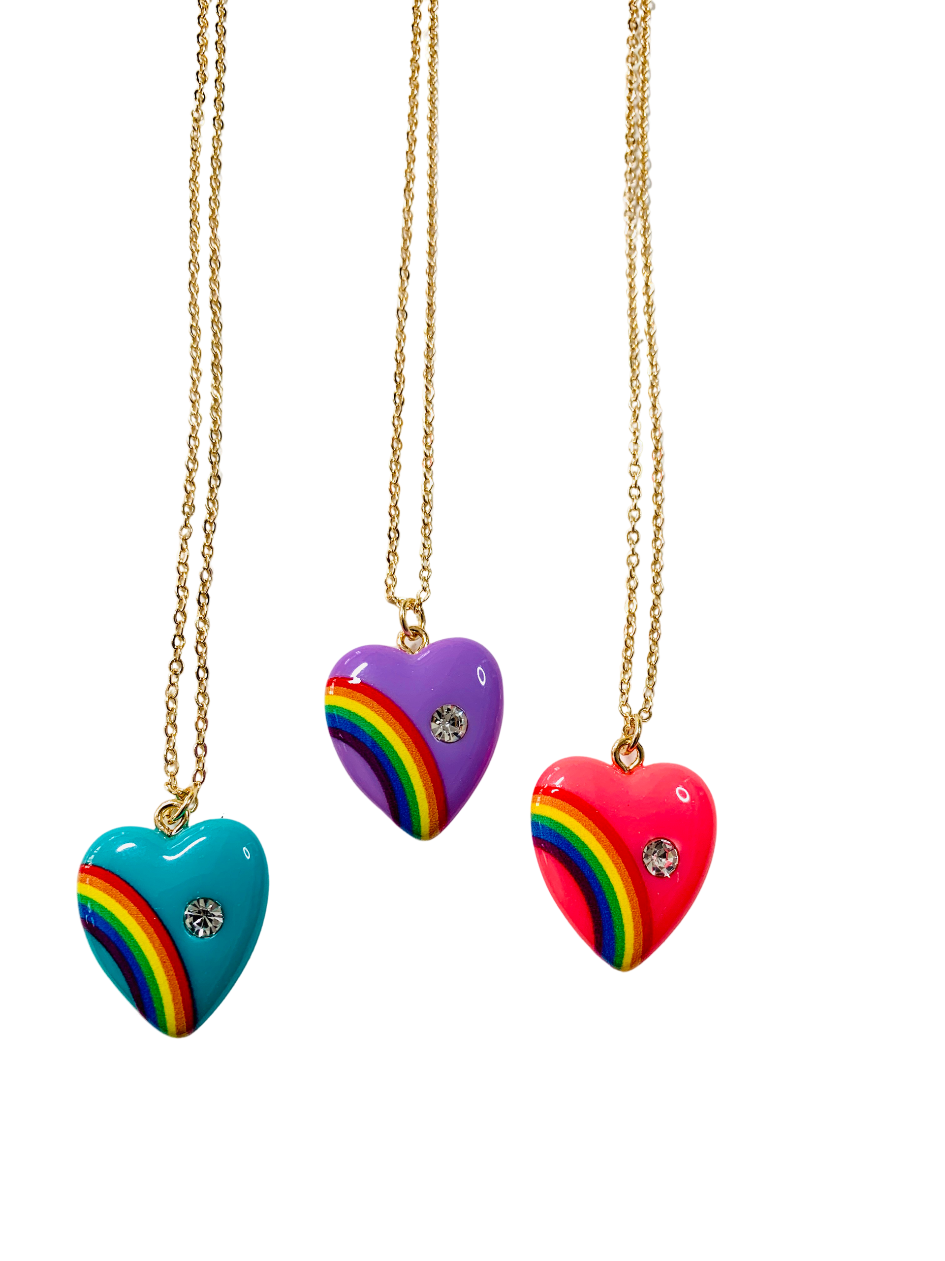 Rainbow Necklaces Turquoise Purple and Hot  Pink