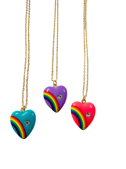 Rainbow Necklaces Turquoise Purple and Hot  Pink