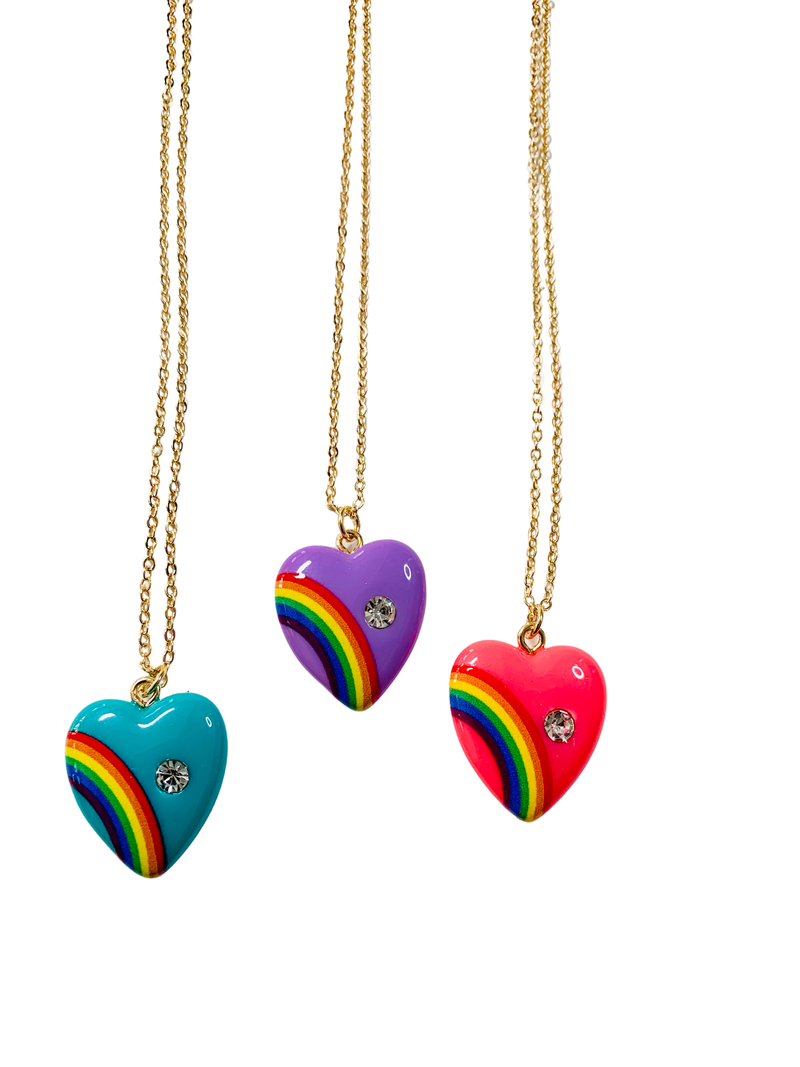 Vintage Inspired Rainbow Heart Necklace Large Alisa Michelle