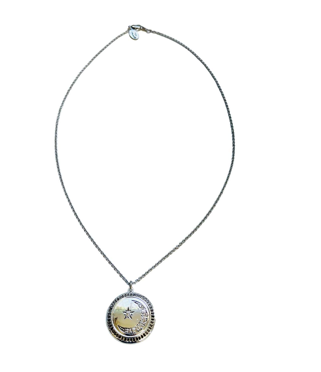 Moon and Star Diamond Locket Necklace