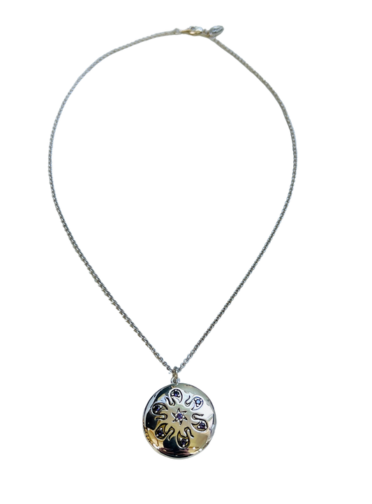 Flower Amethyst Locket Necklace