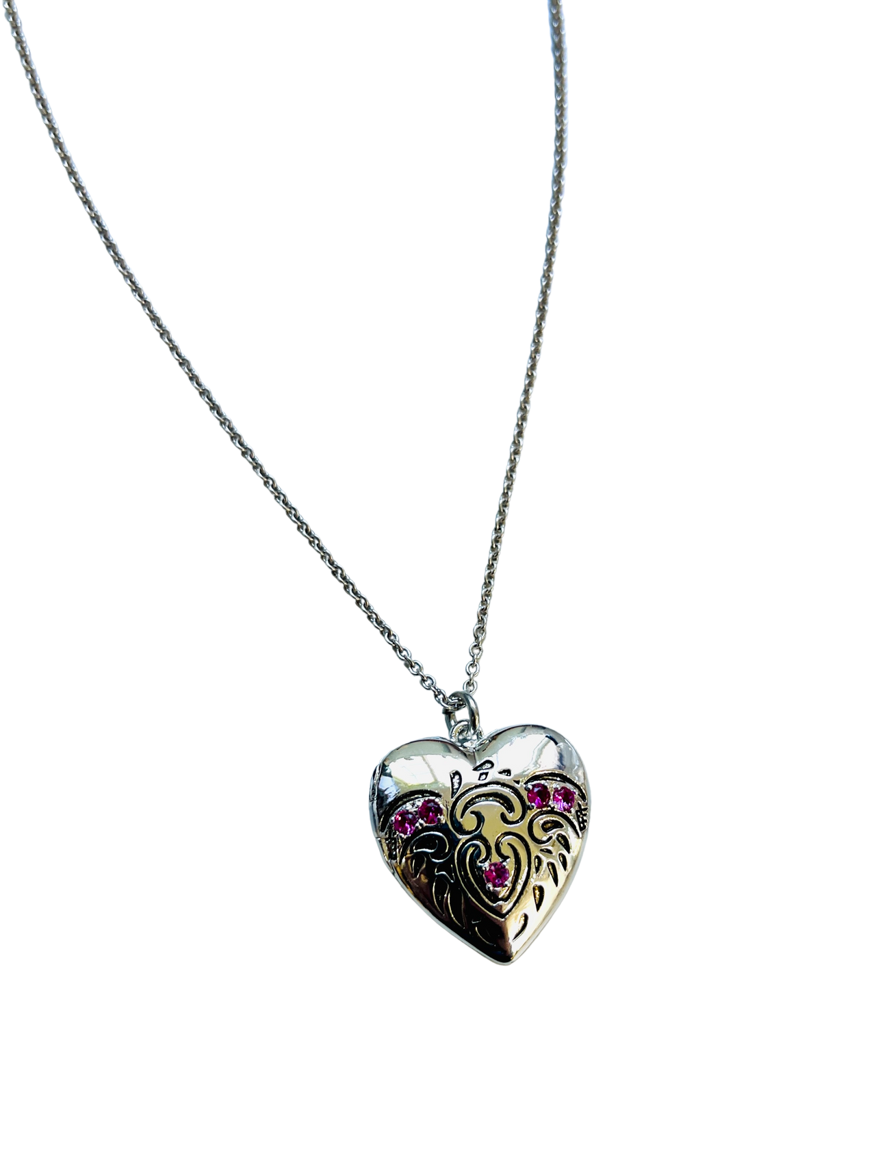 Ruby Heart Locket Necklace