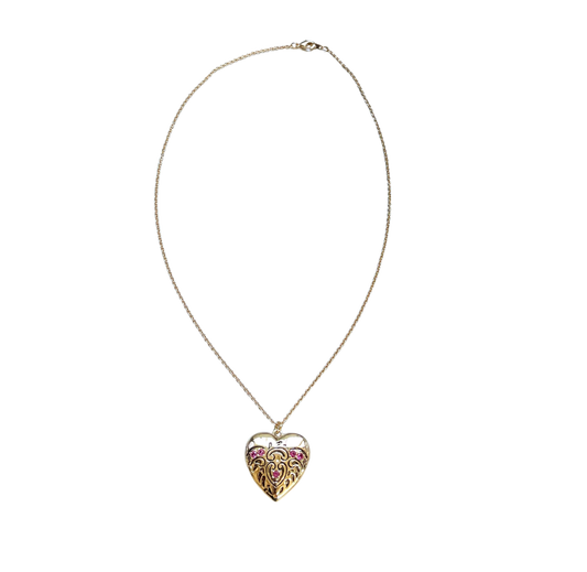 Ruby Heart Locket Necklace