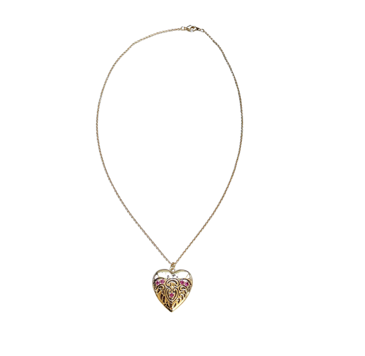 Ruby Heart Locket Necklace