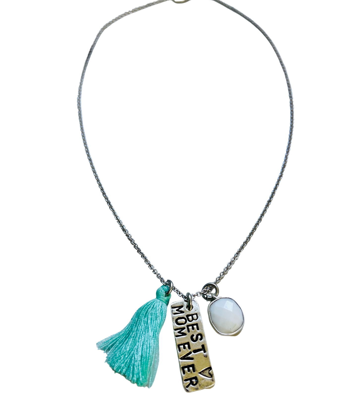Best Mom Ever Tassel Charm Necklace