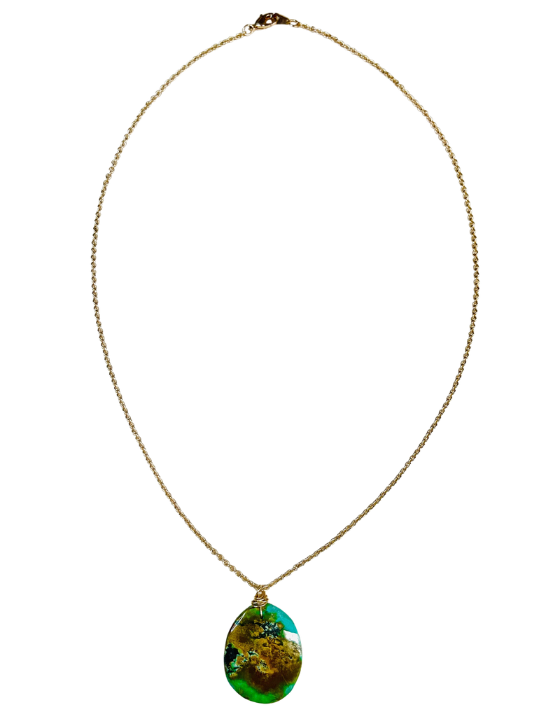 Genuine Turquoise Drop Necklace