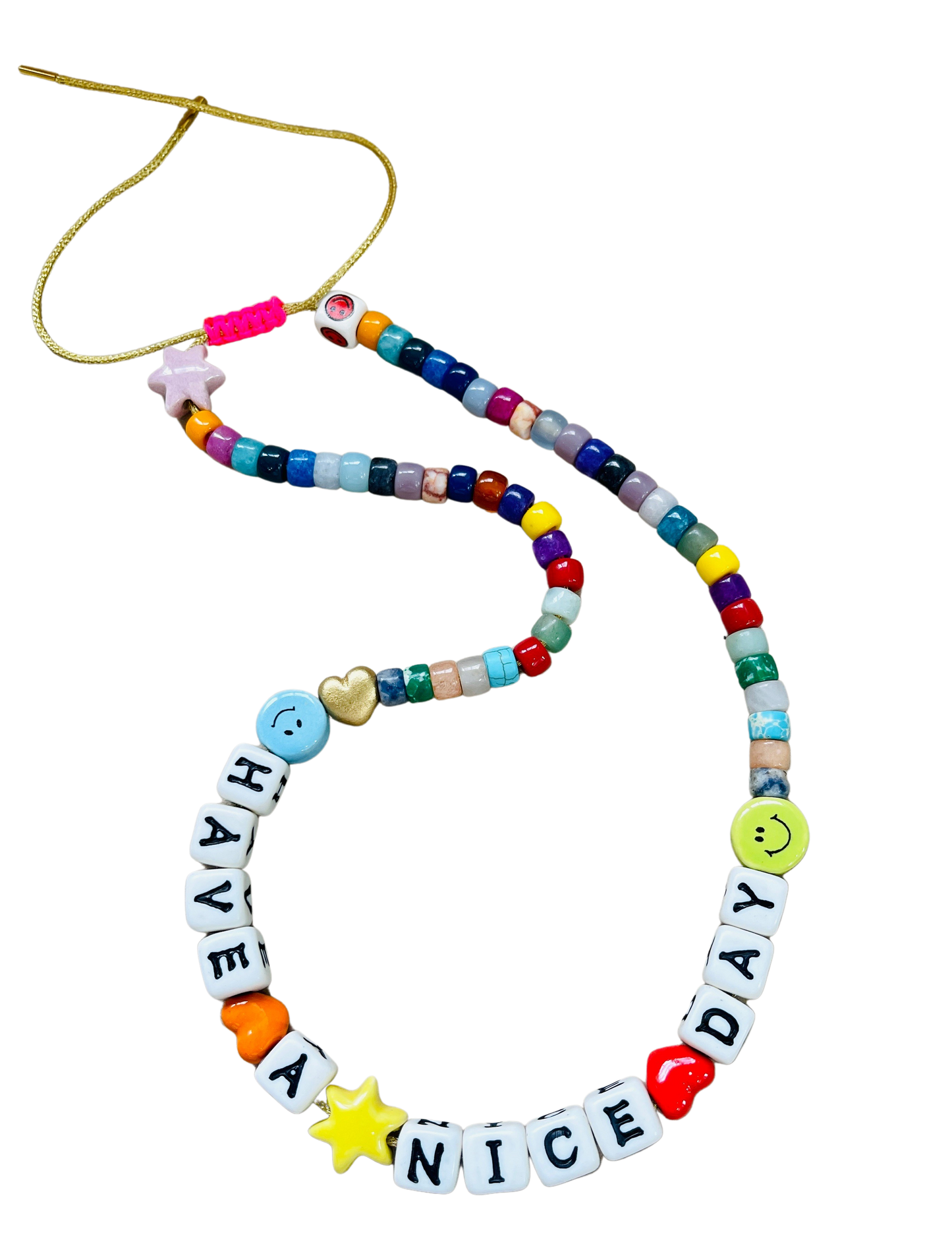 Have a Nice Day Semi Precious Stone Happy Face Necklace