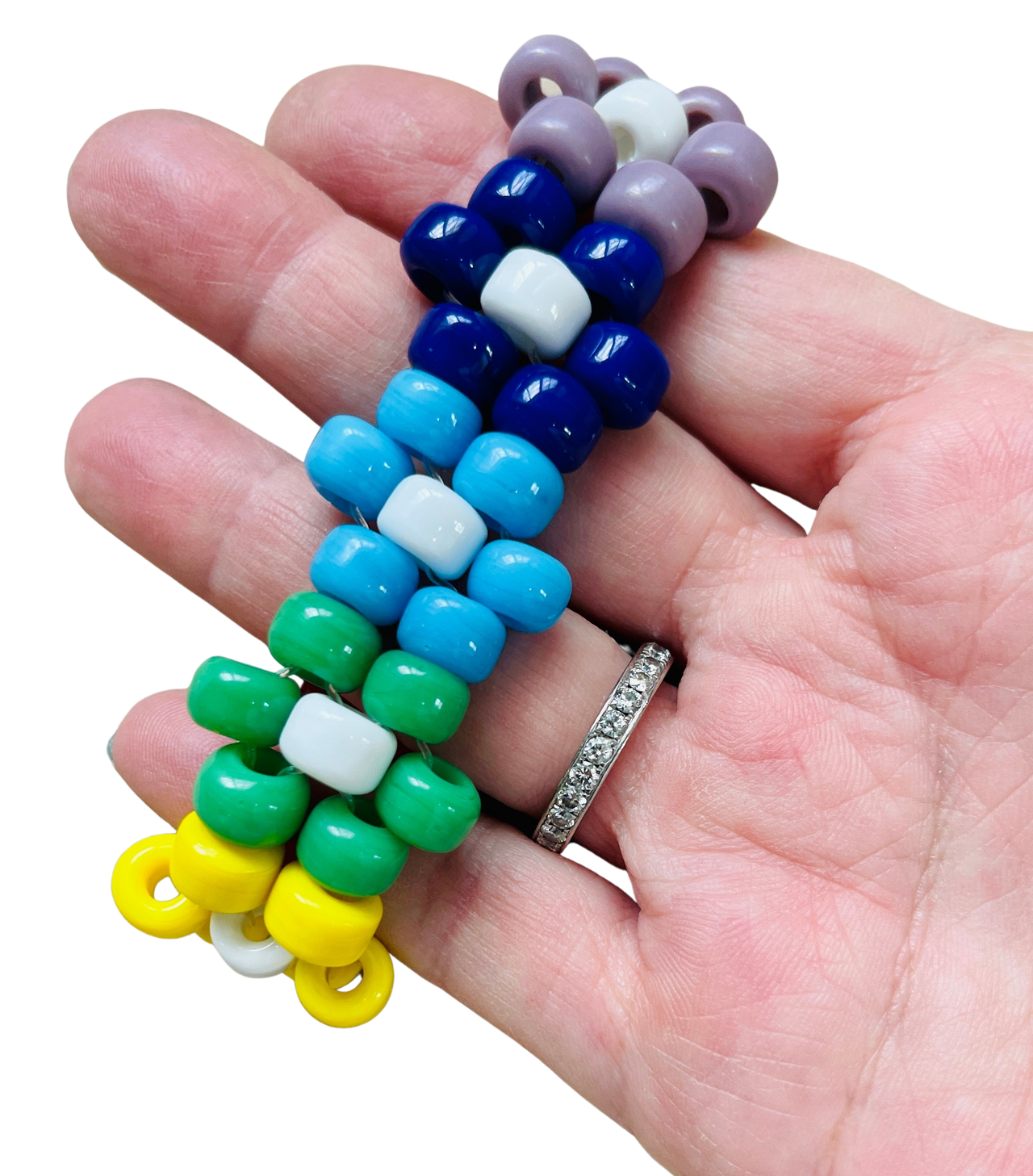 Rainbow Glass Beaded Flower Bracelet