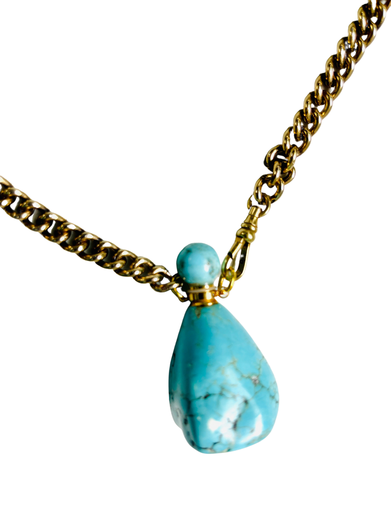 Turquoise Howlite Perfume Bottle Essential Oil Necklace
