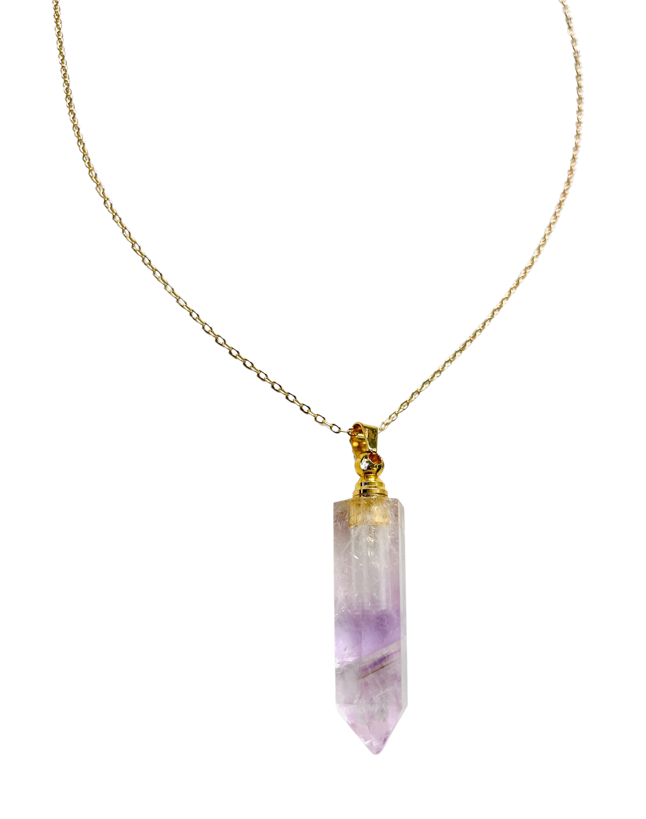 Amethyst Perfume Bottle Essential Oil Necklace