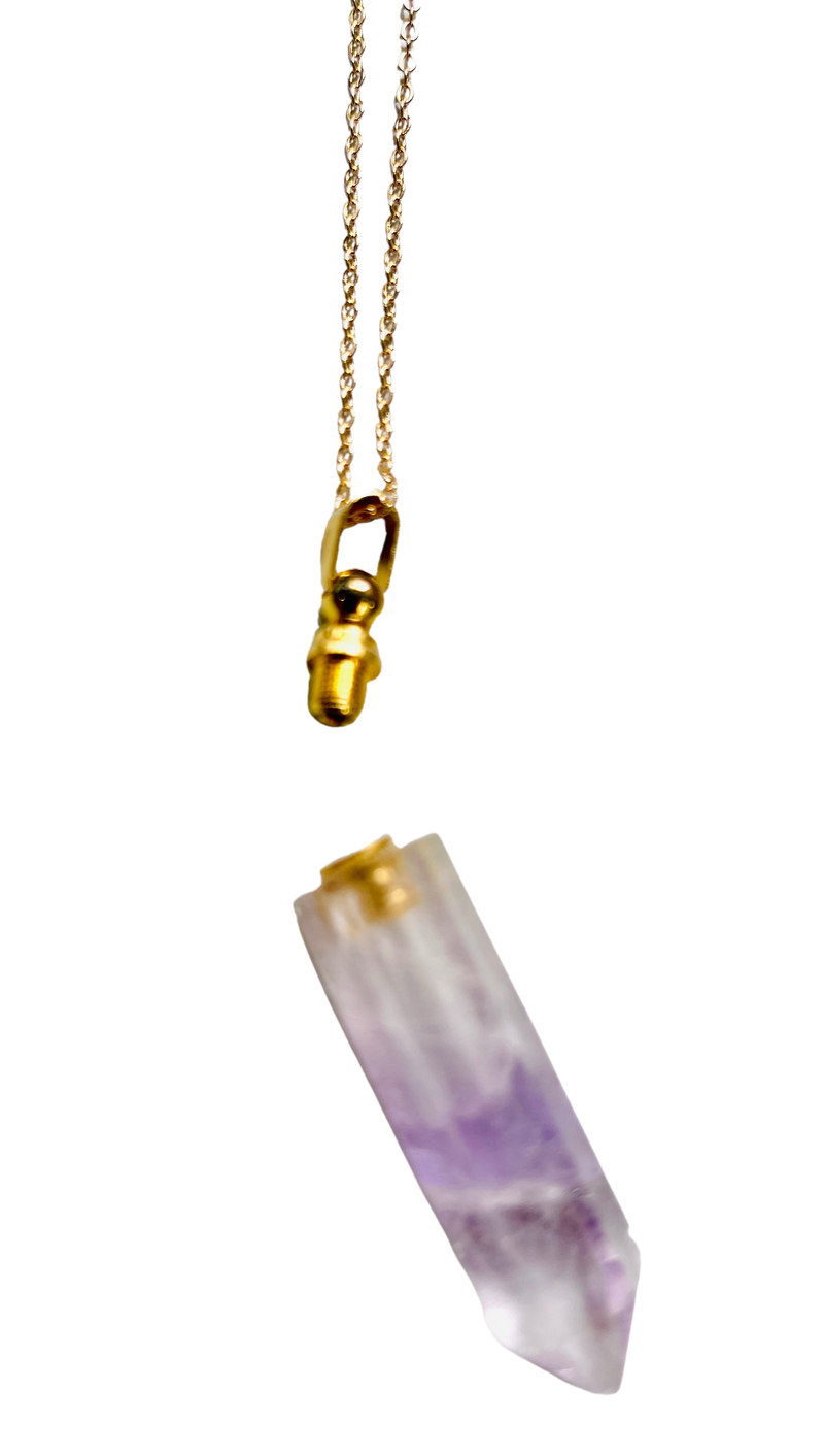 Amethyst Perfume Bottle Essential Oil Necklace