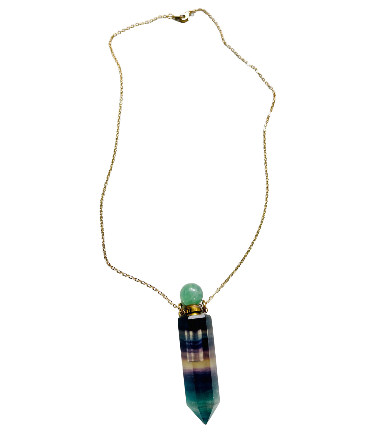 Flourite Point Perfume Bottle Essential Oil Necklace