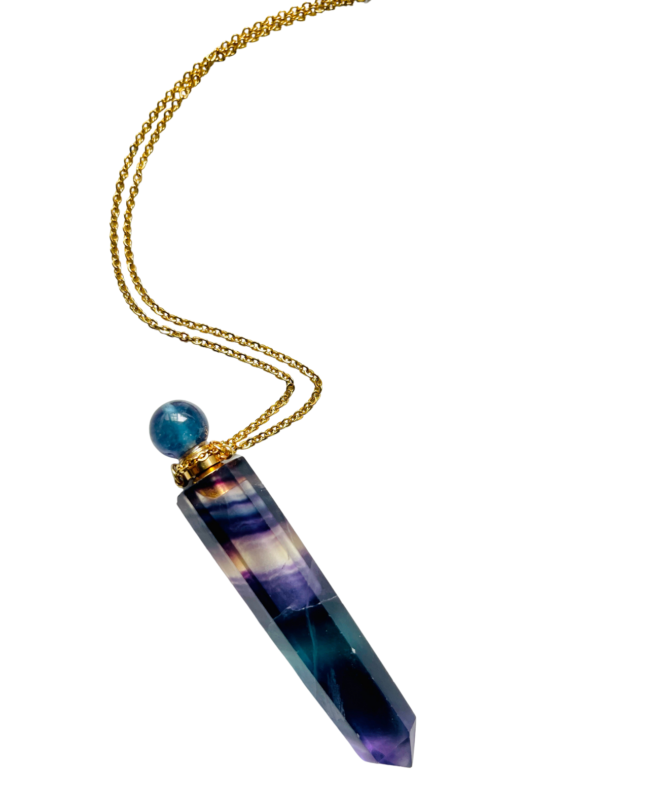 Fluorite Perfume Bottle Essential Oil Necklace