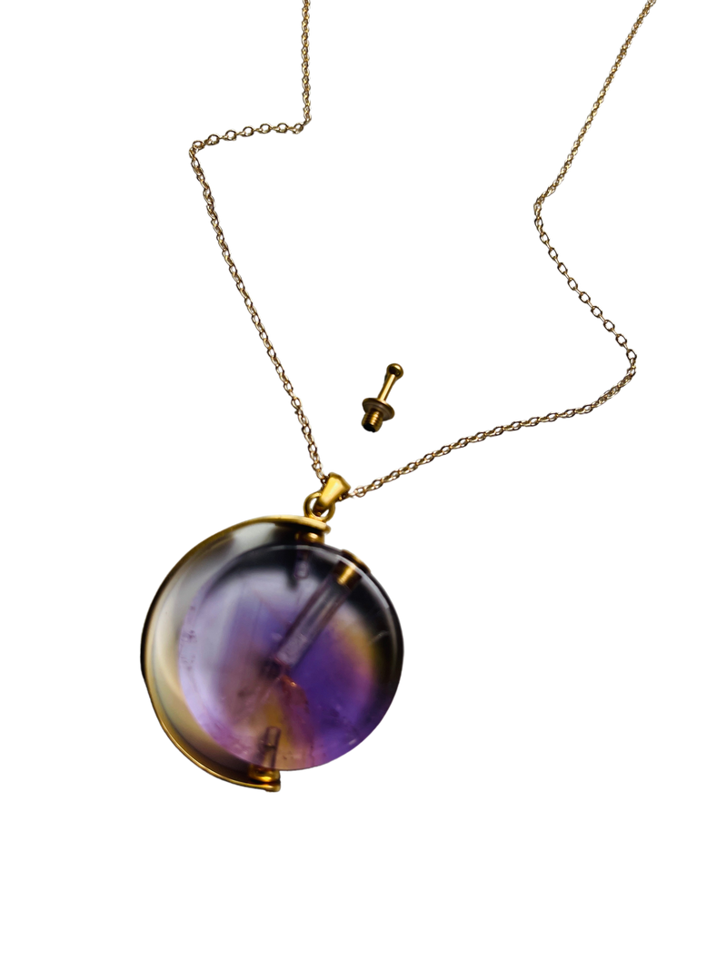 Ametrine Carved Perfume Bottle Essential Oil Necklace