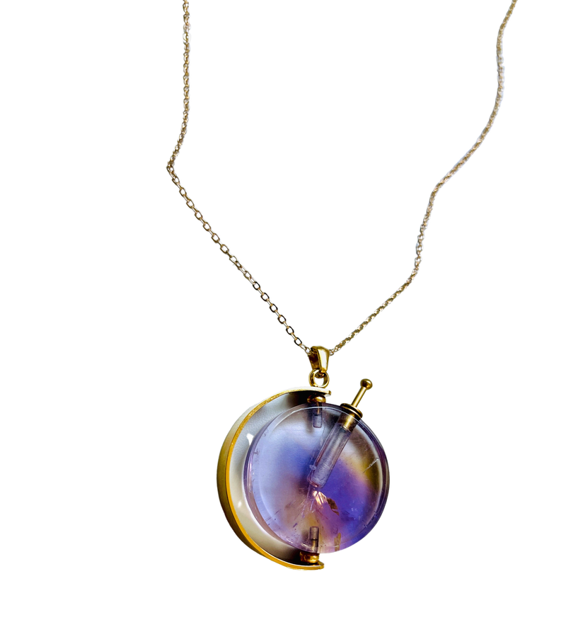 Ametrine Carved Perfume Bottle Essential Oil Necklace