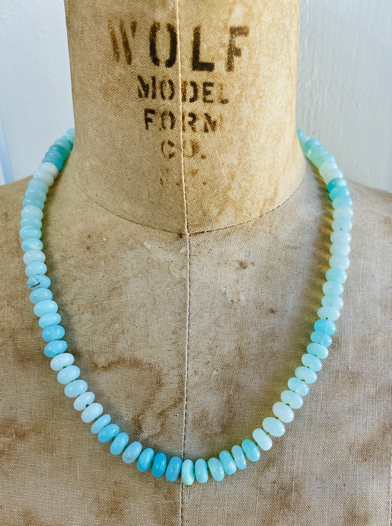 Light Blue Opal Hand beaded Necklace