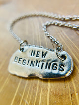 New Beginnings Hand Stamped Pebble Necklace