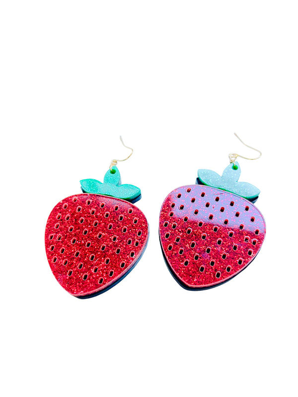 Strawberry Laser Cut Acrylic  Earrings