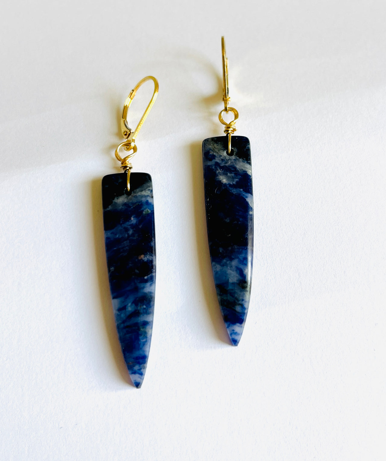 African Sodalite Dagger Drop Earrings