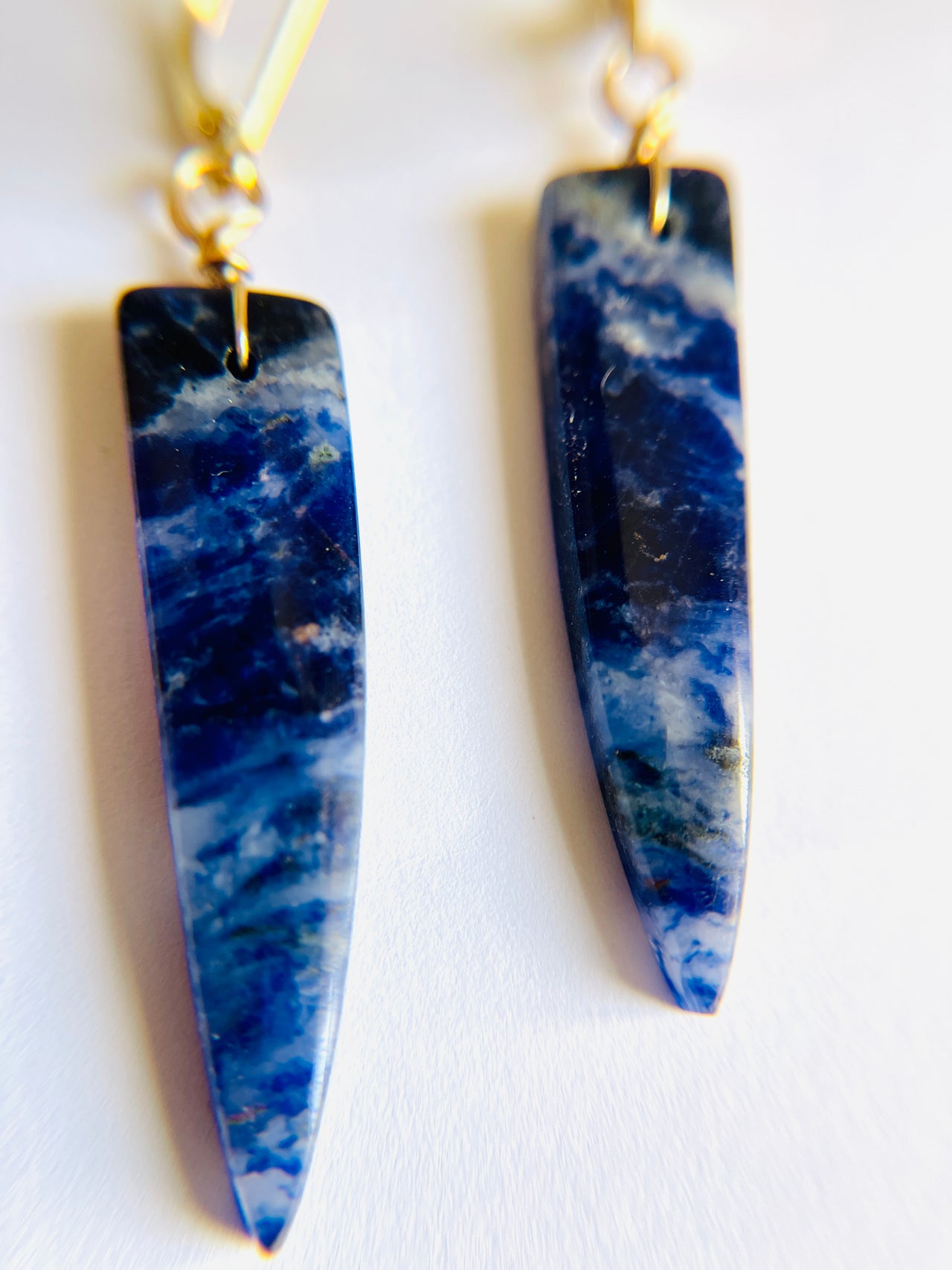 African Sodalite Dagger Drop Earrings