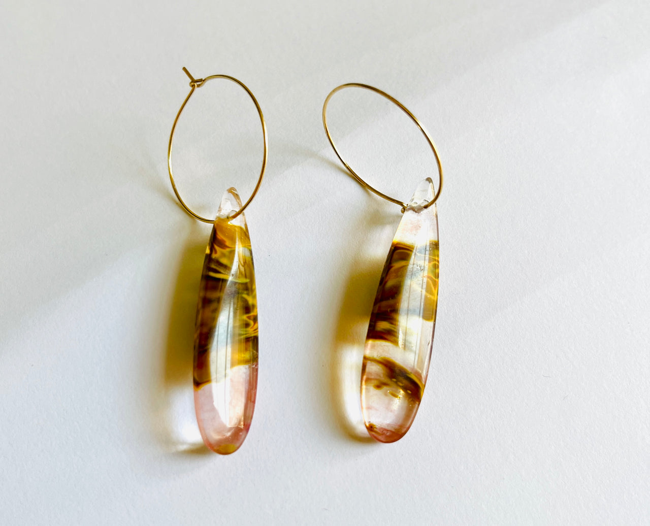 Translucent Banded Quartz Drop Earrings