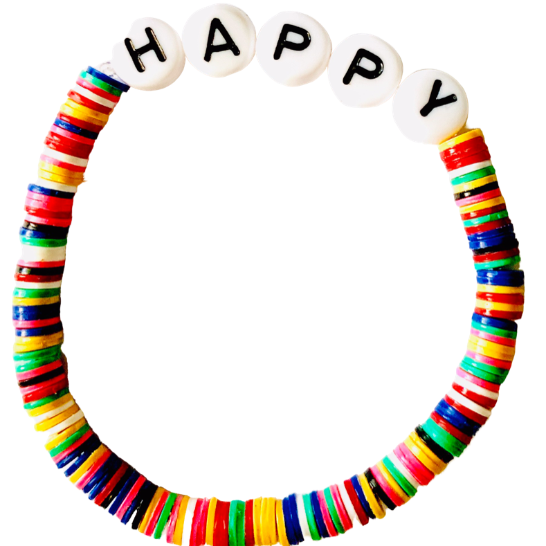 Happy Vulcanite Word Bracelet