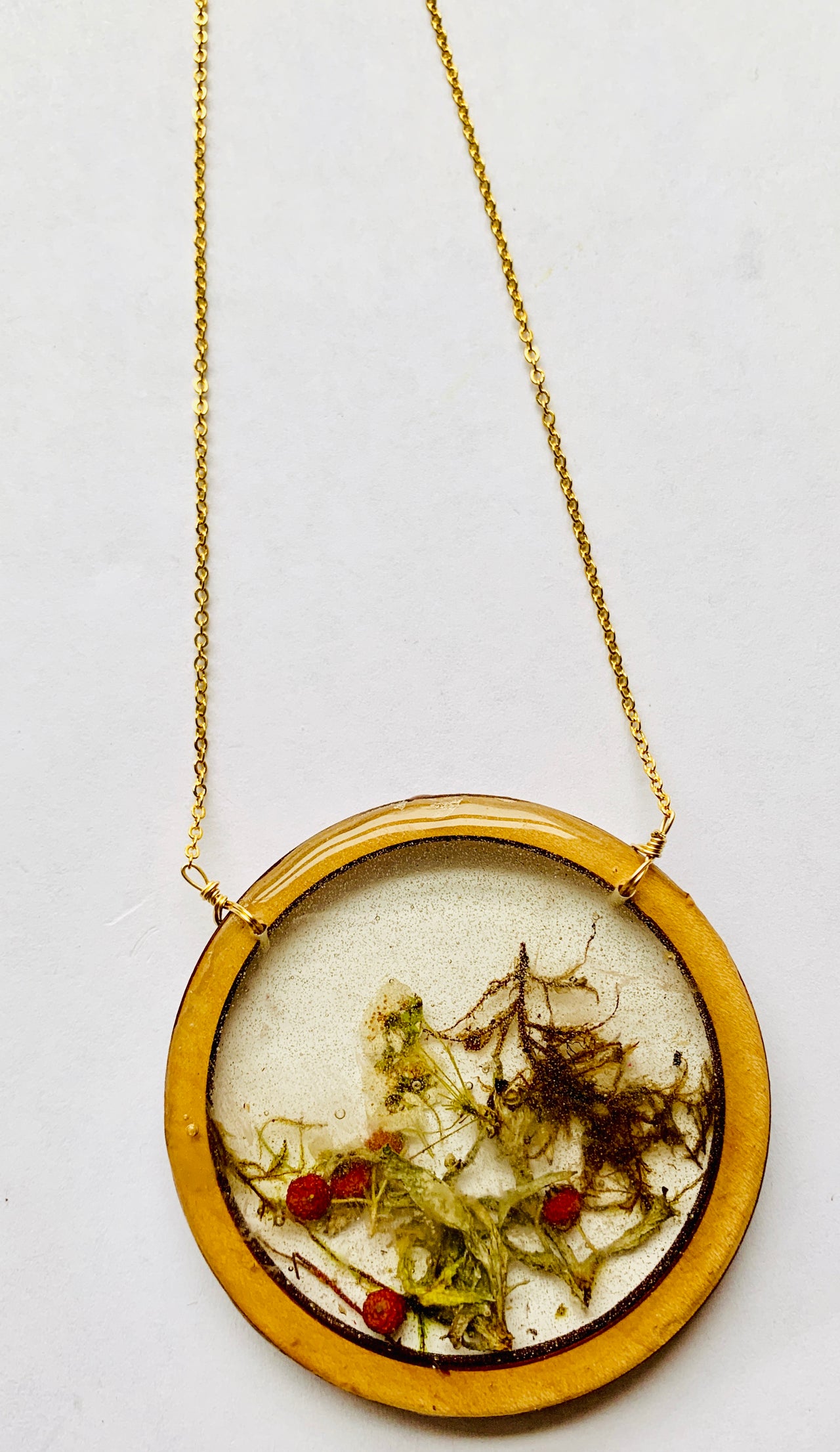 Large Wood Bezel Terrarium Necklace